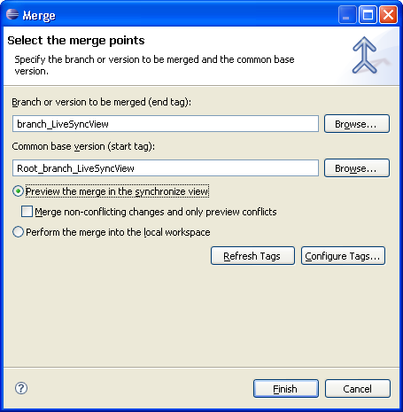 Merge dialog initial state