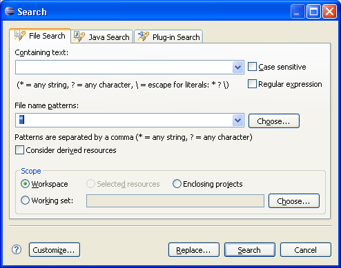 File search dialog