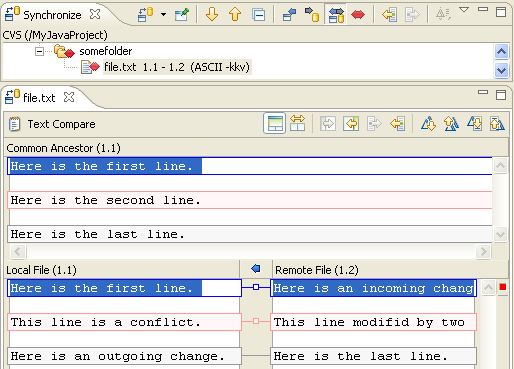 Synchronize View with 3 way compare