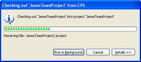 Screenshot of progress dialog