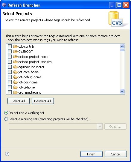 Refresh Branches dialog