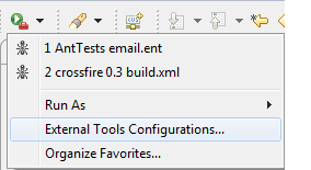 External tools drop-down menu